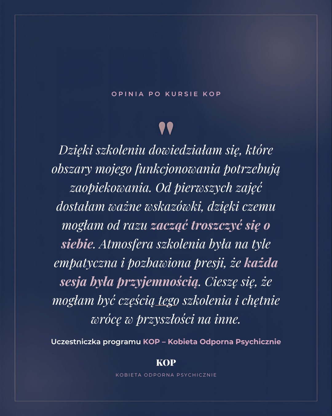 Opinia uczestniczki wyzwania